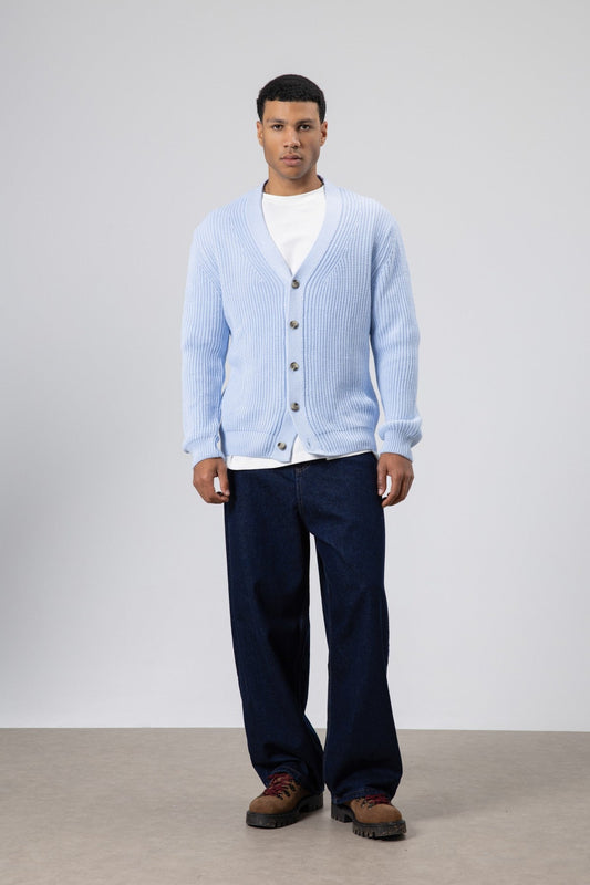 V-Neck Button-Front Knitted Cardigan