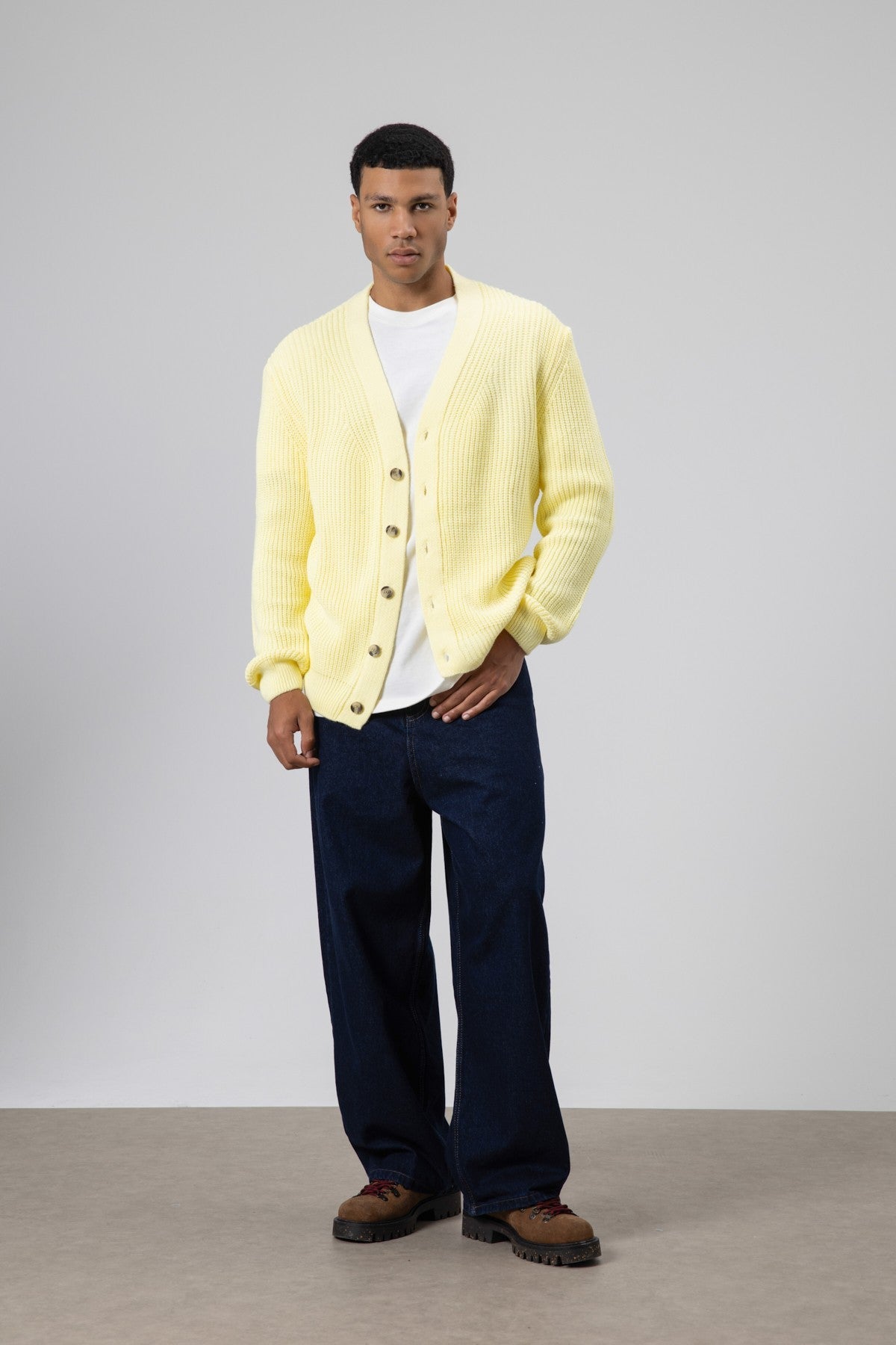 V-Neck Button-Front Knitted Cardigan