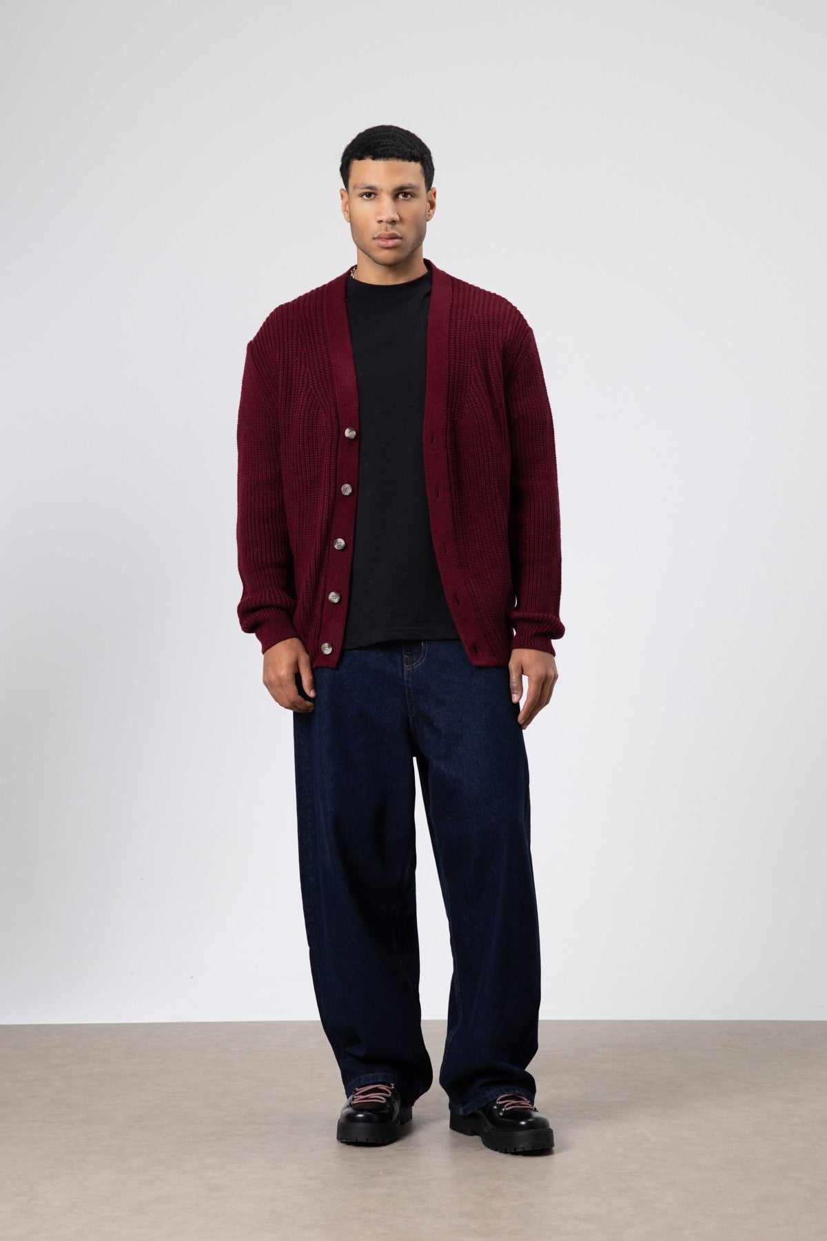 V-Neck Button-Front Knitted Cardigan
