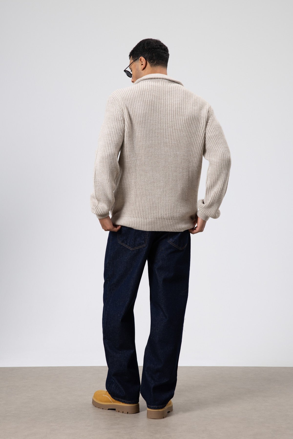 Oversized Zipper-Front Knit Cardigan