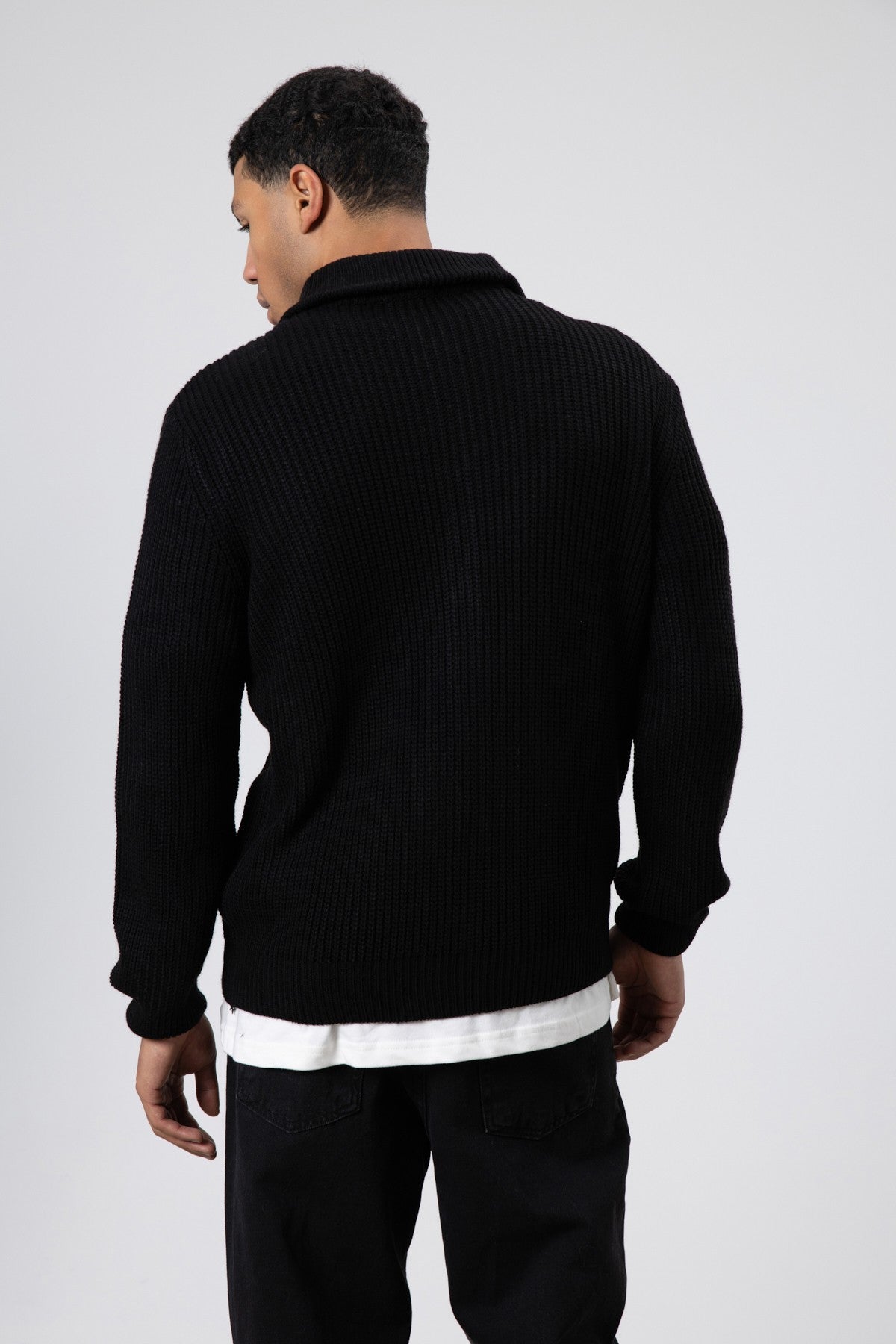 Oversized Zipper-Front Knit Cardigan