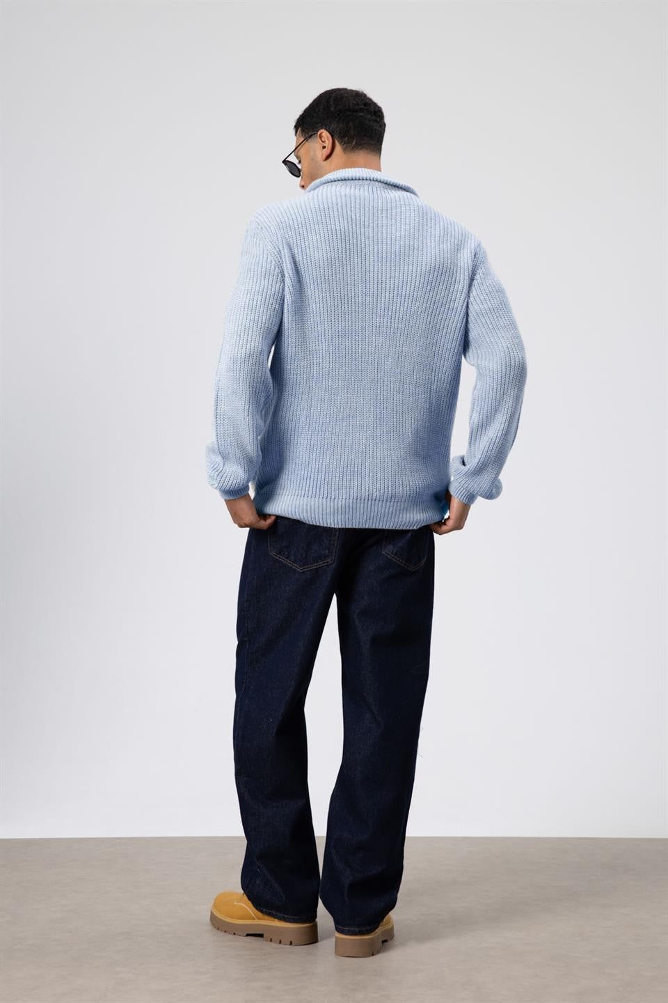 Oversized Zipper-Front Knit Cardigan
