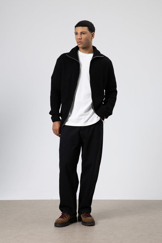 Oversized Zipper-Front Knit Cardigan