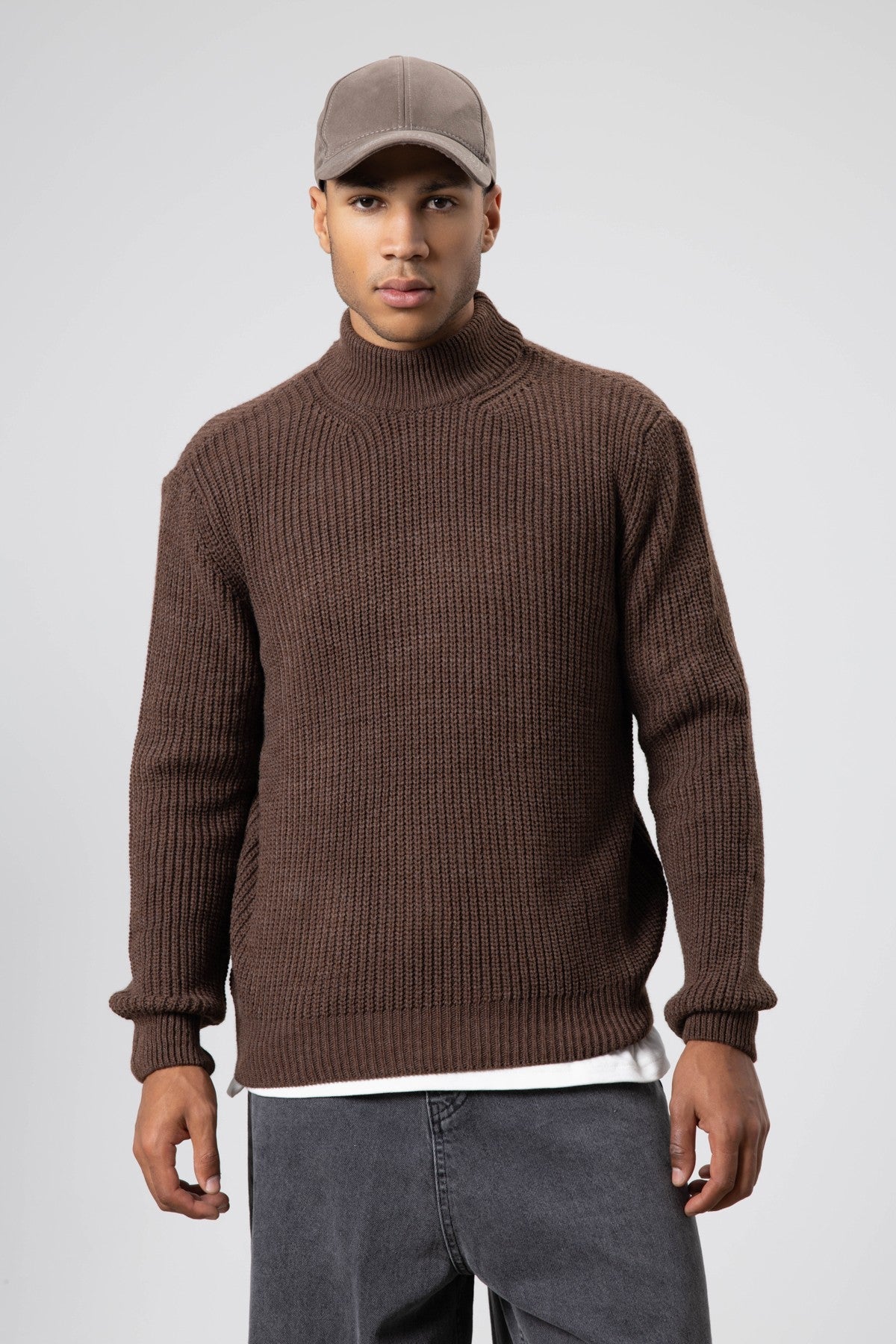 Half-Turtleneck Knit Sweater