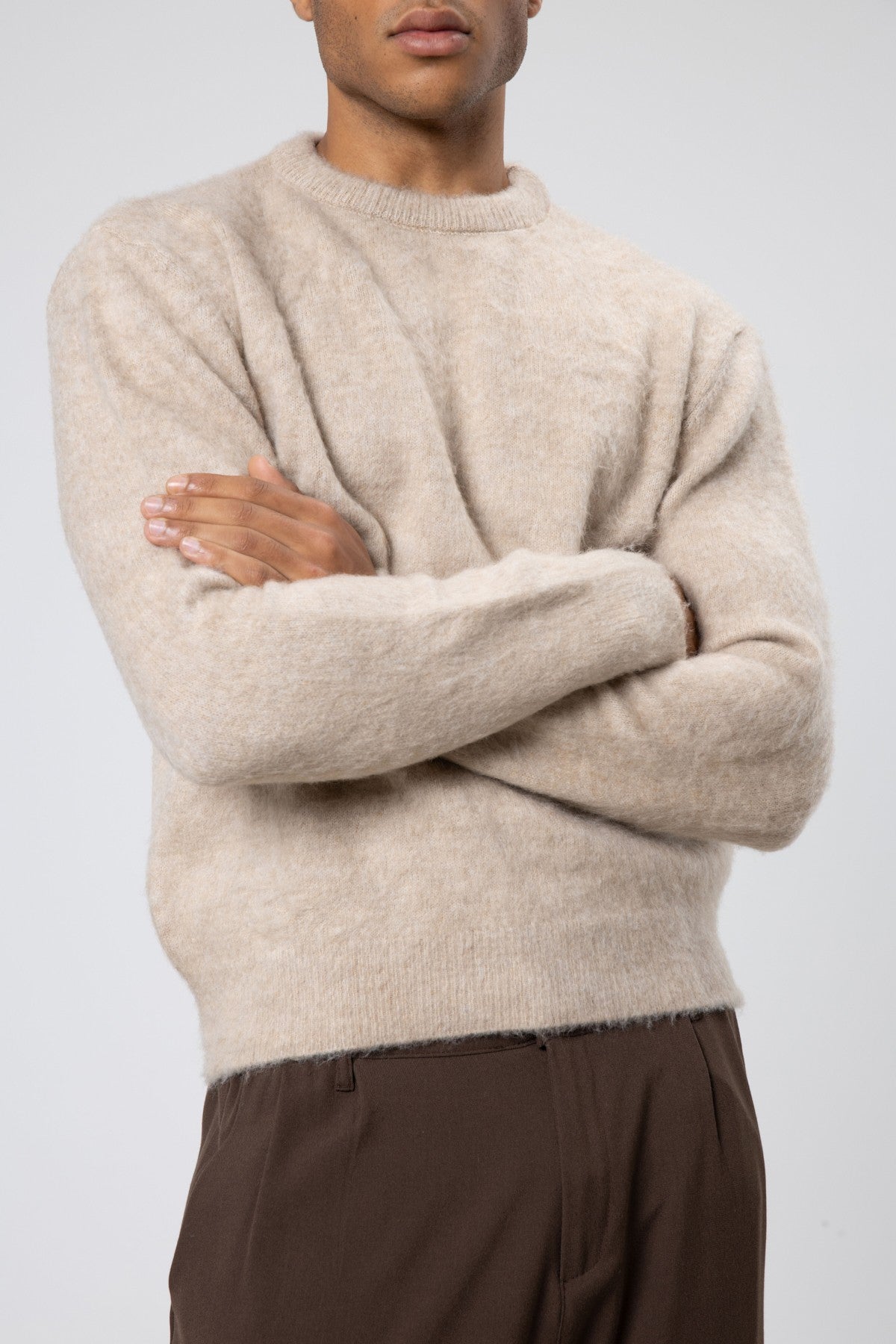 Oversized, Soft-Textured Crew-Neck Sweater