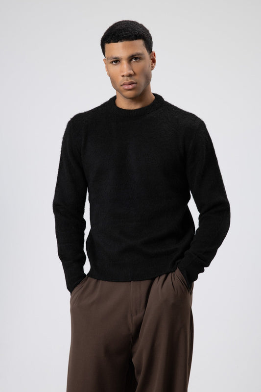 Oversized, Soft-Textured Crew-Neck Sweater