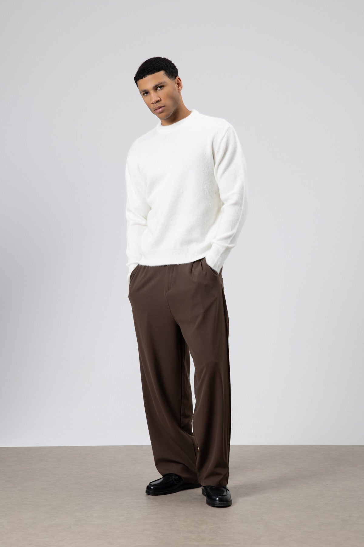 Oversized, Soft-Textured Crew-Neck Sweater