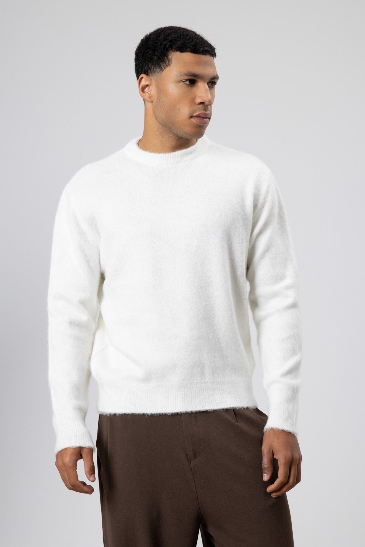 Oversized, Soft-Textured Crew-Neck Sweater