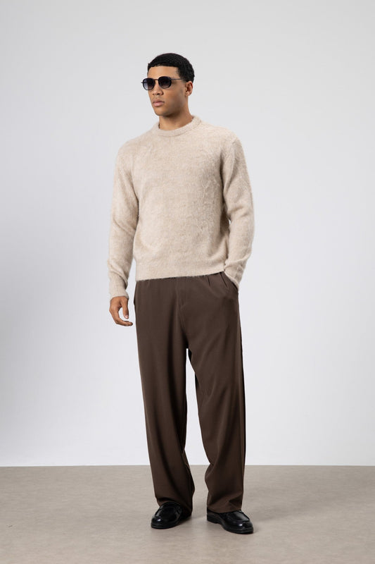 Oversized, Soft-Textured Crew-Neck Sweater