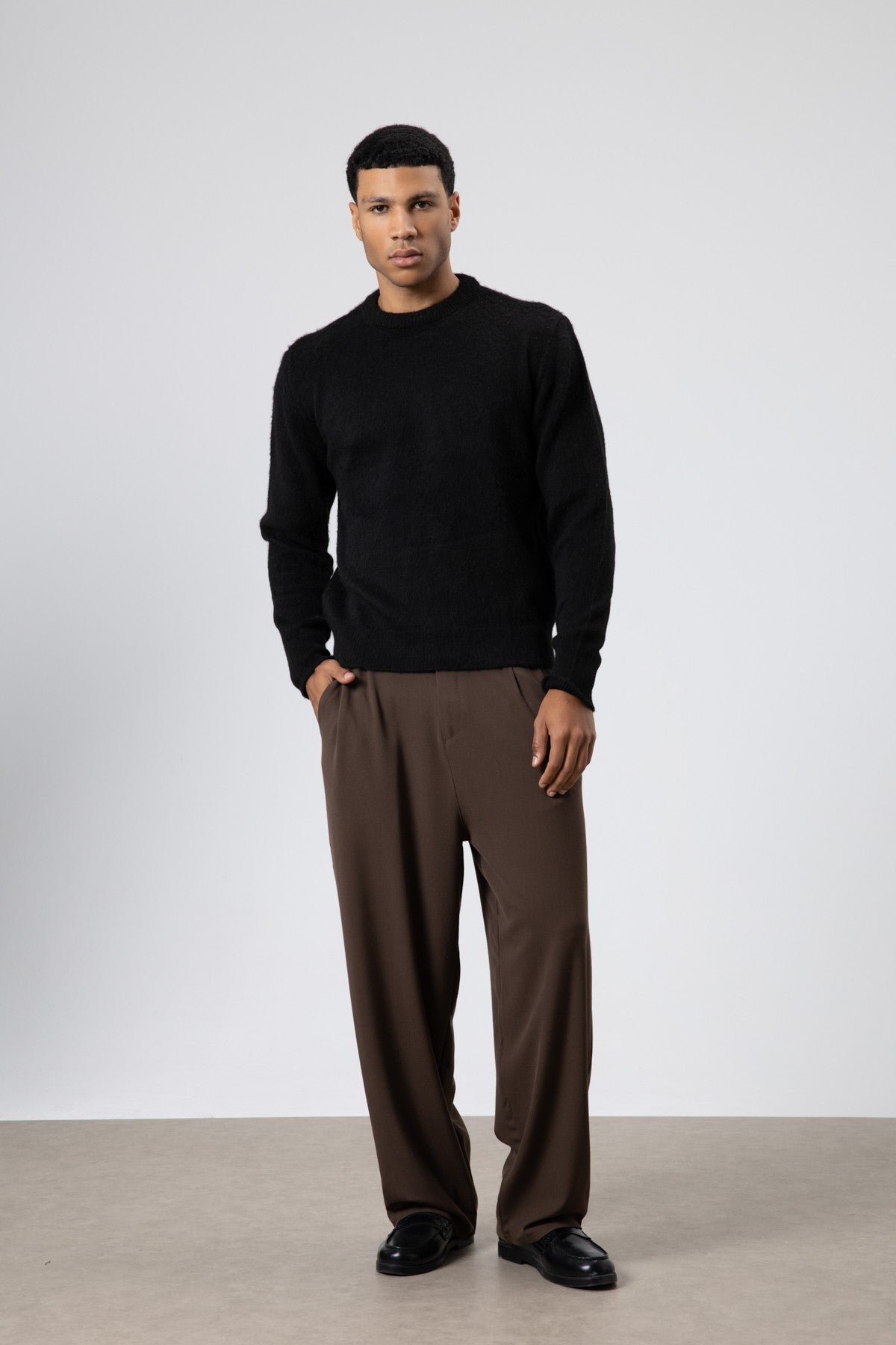 Oversized, Soft-Textured Crew-Neck Sweater