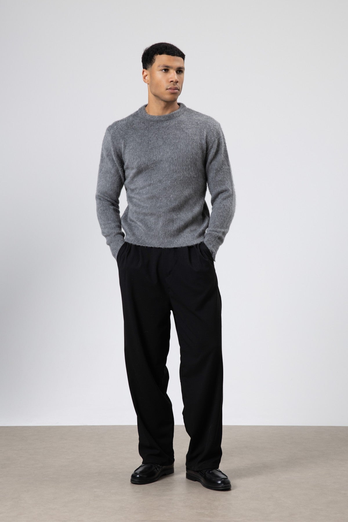 Oversized, Soft-Textured Crew-Neck Sweater