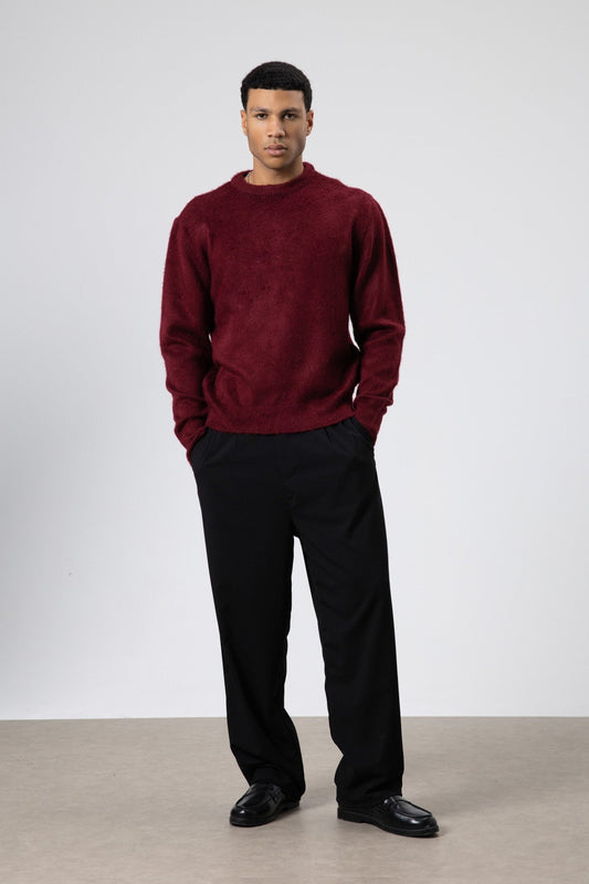 Oversized, Soft-Textured Crew-Neck Sweater