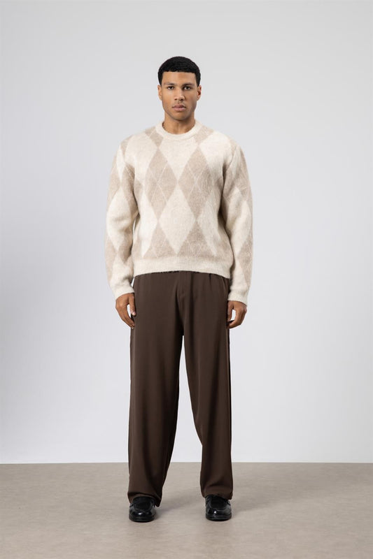 Oversized Sweater with a Baklava Pattern