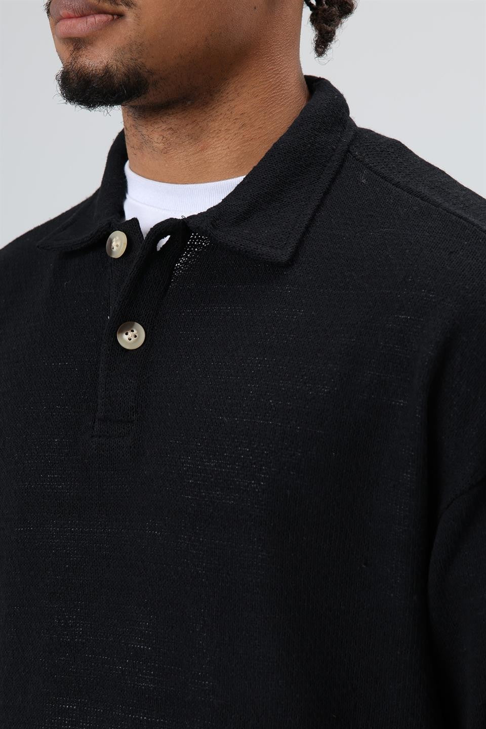 Oversized Polo-Neck Knit Sweater
