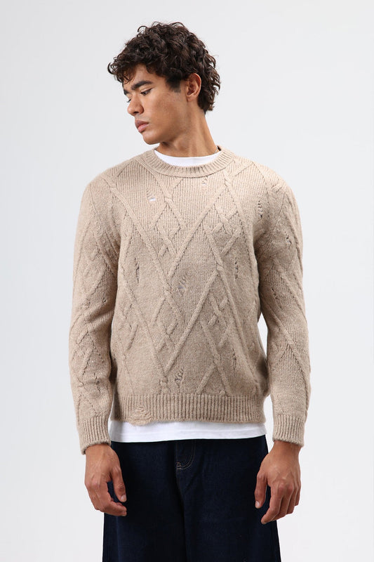 Oversized Patterned Knit Sweater