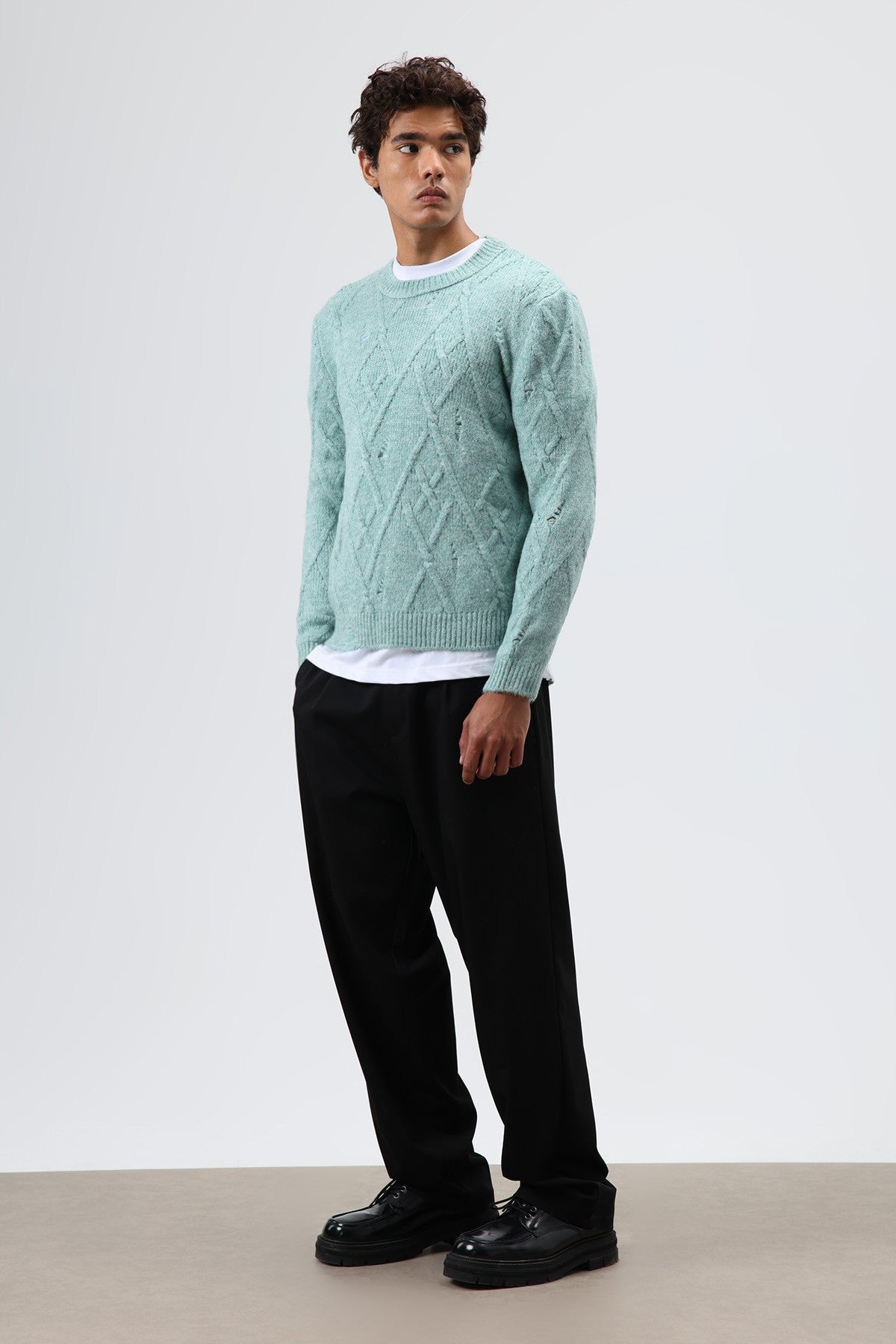Oversized Patterned Knit Sweater