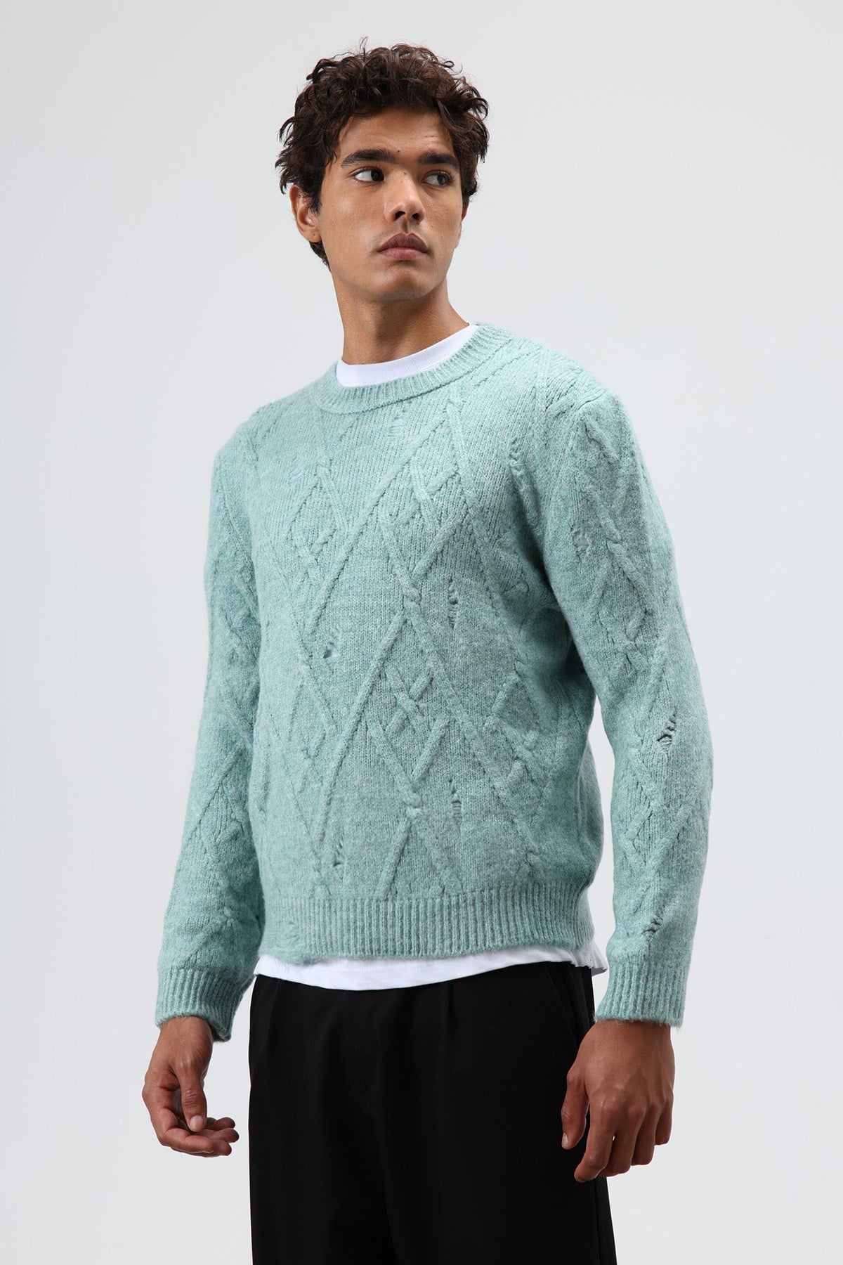 Oversized Patterned Knit Sweater