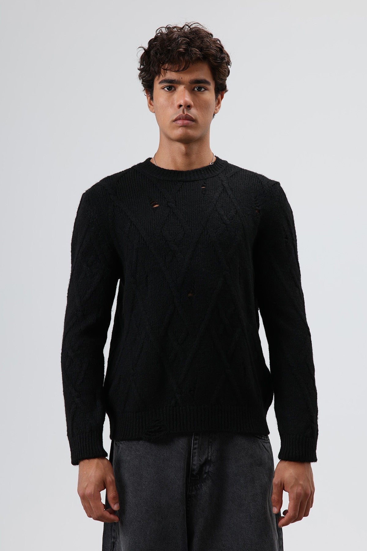 Oversized Patterned Knit Sweater