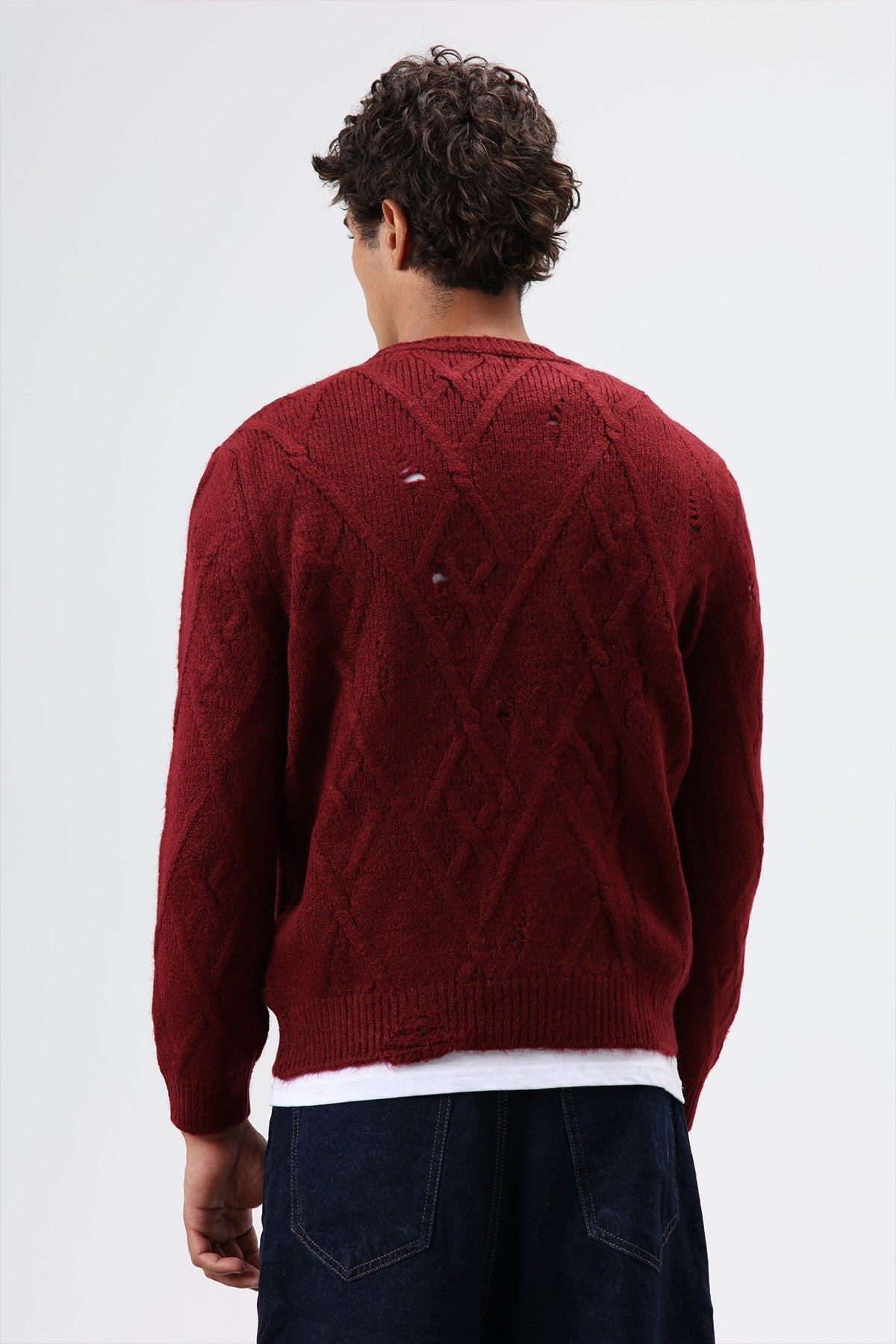 Oversized Patterned Knit Sweater
