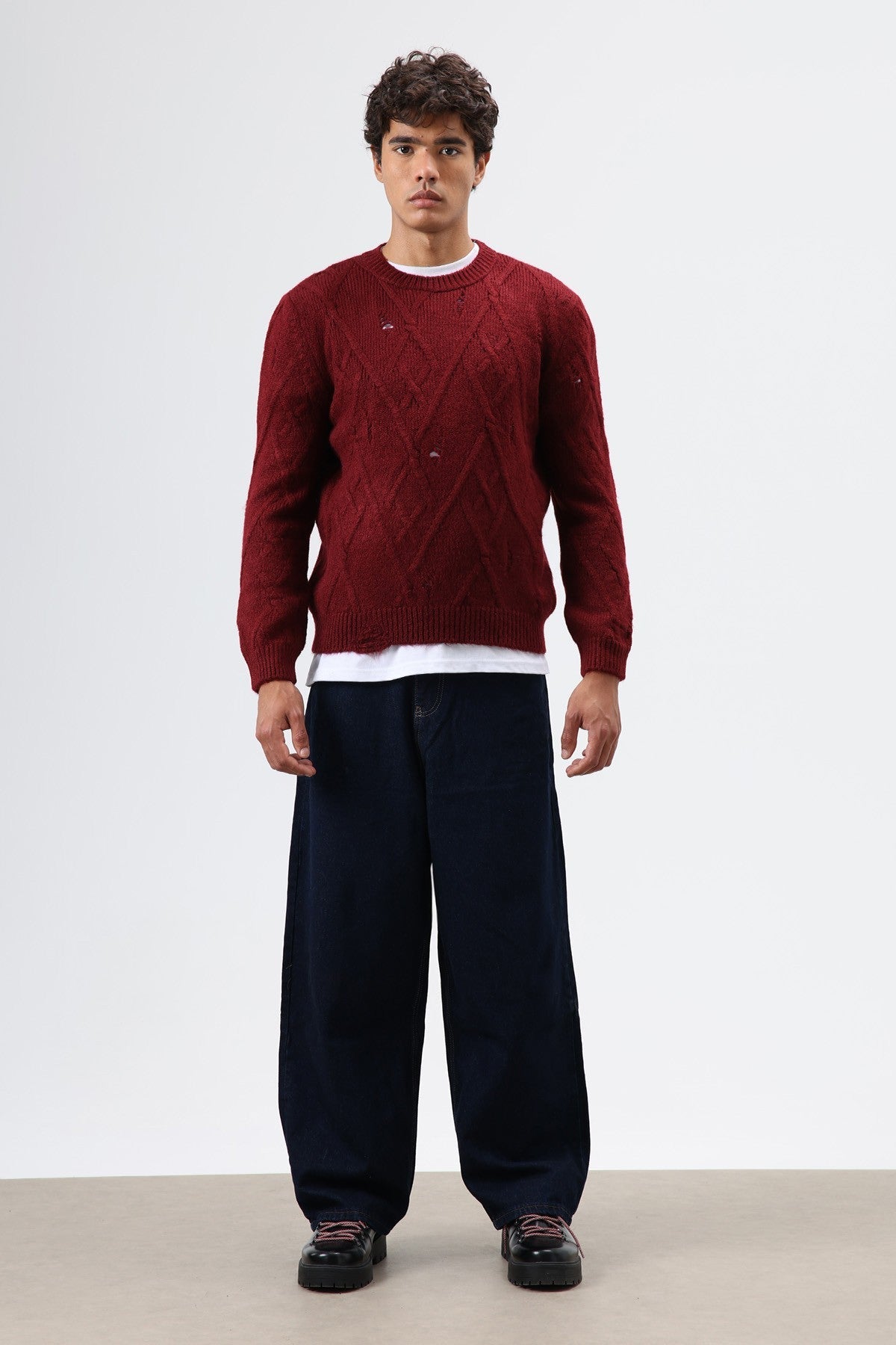 Oversized Patterned Knit Sweater