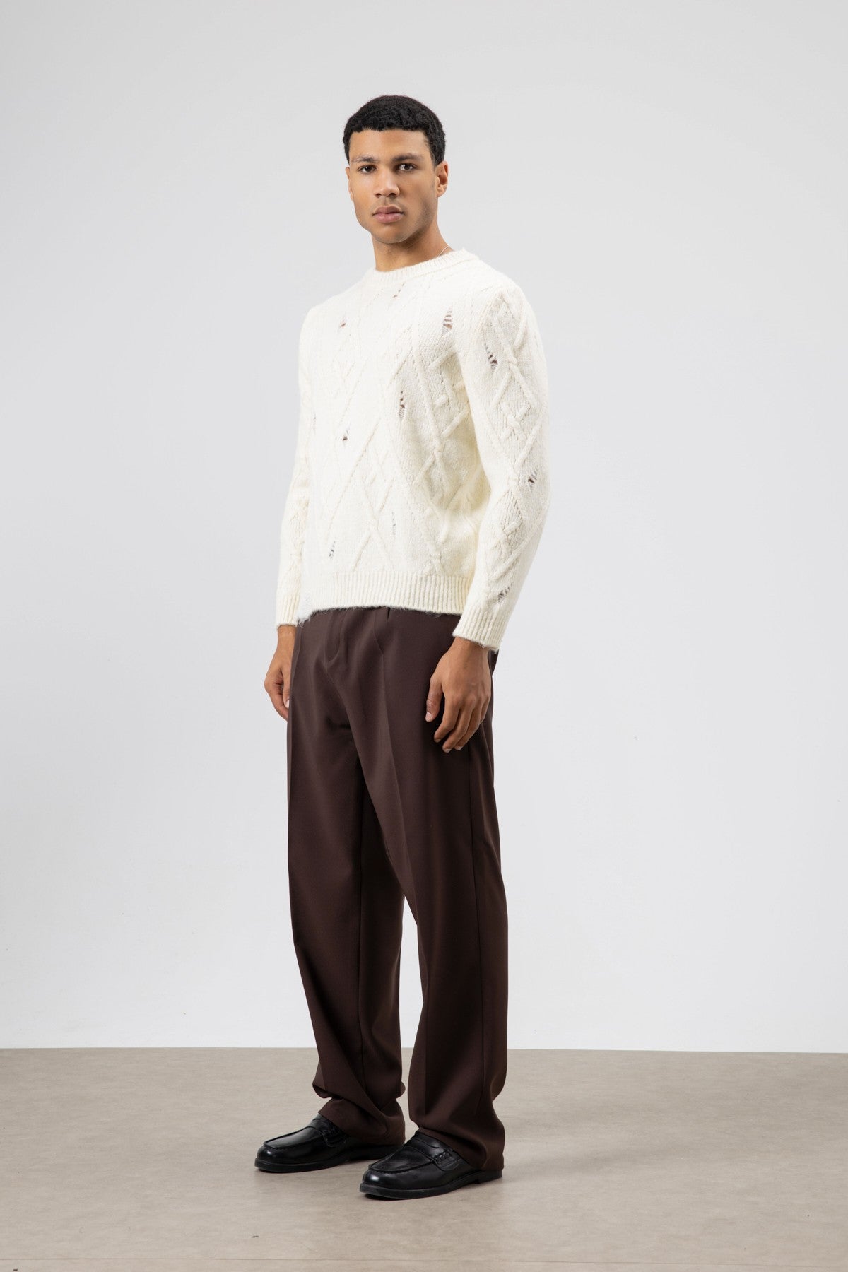 Oversized Patterned Knit Sweater