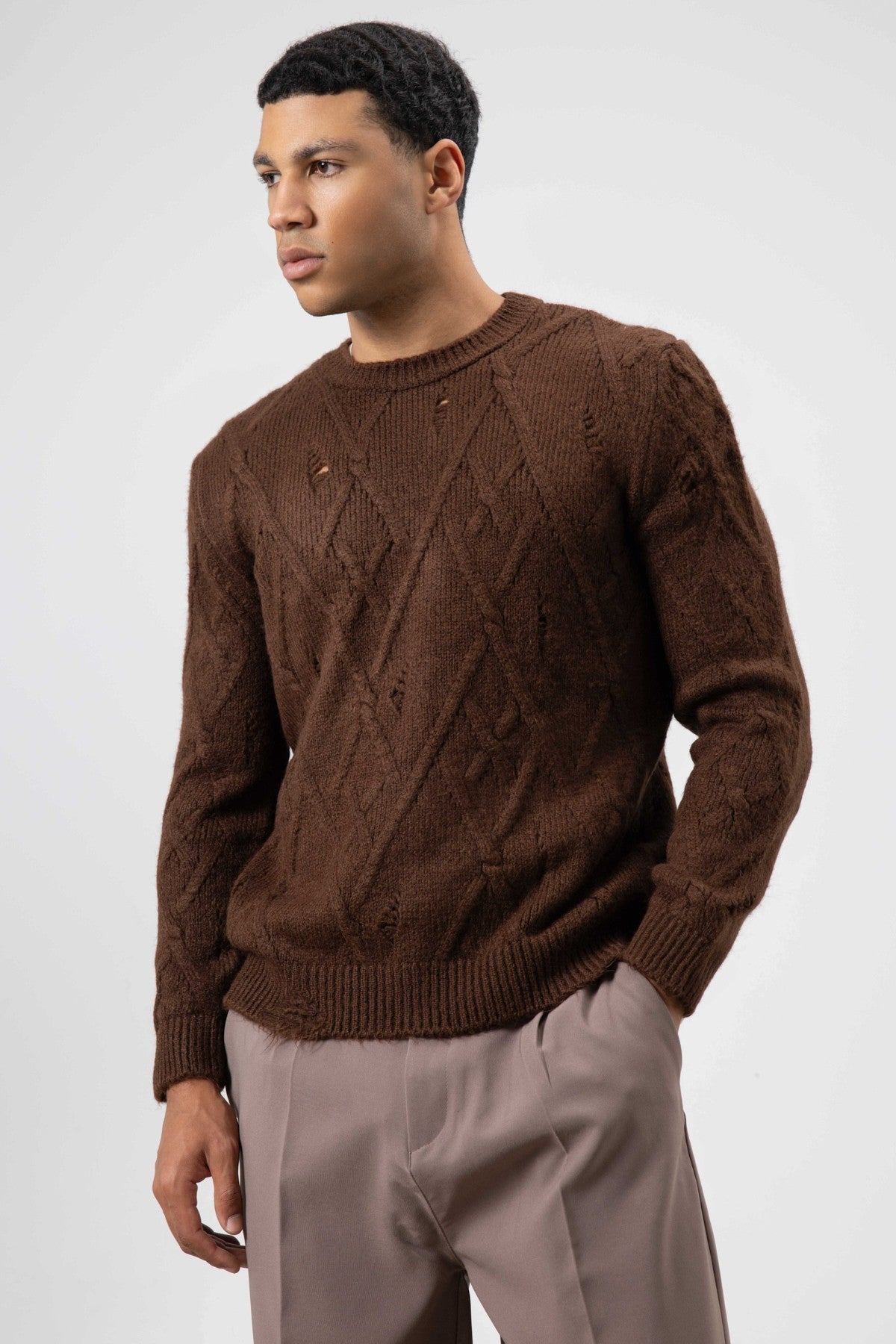 Oversized Patterned Knit Sweater