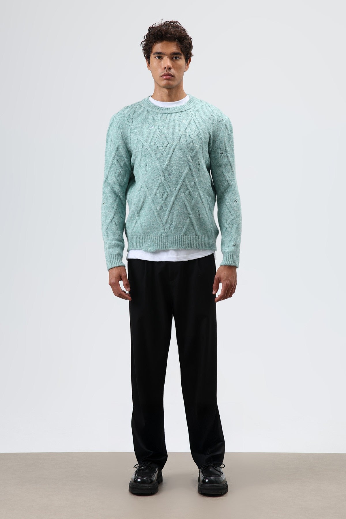 Oversized Patterned Knit Sweater