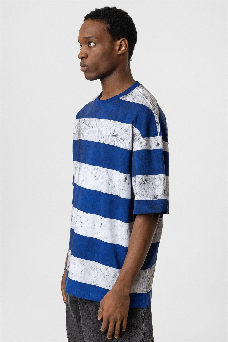 Oversized T-Shirt with Washed Stripes
