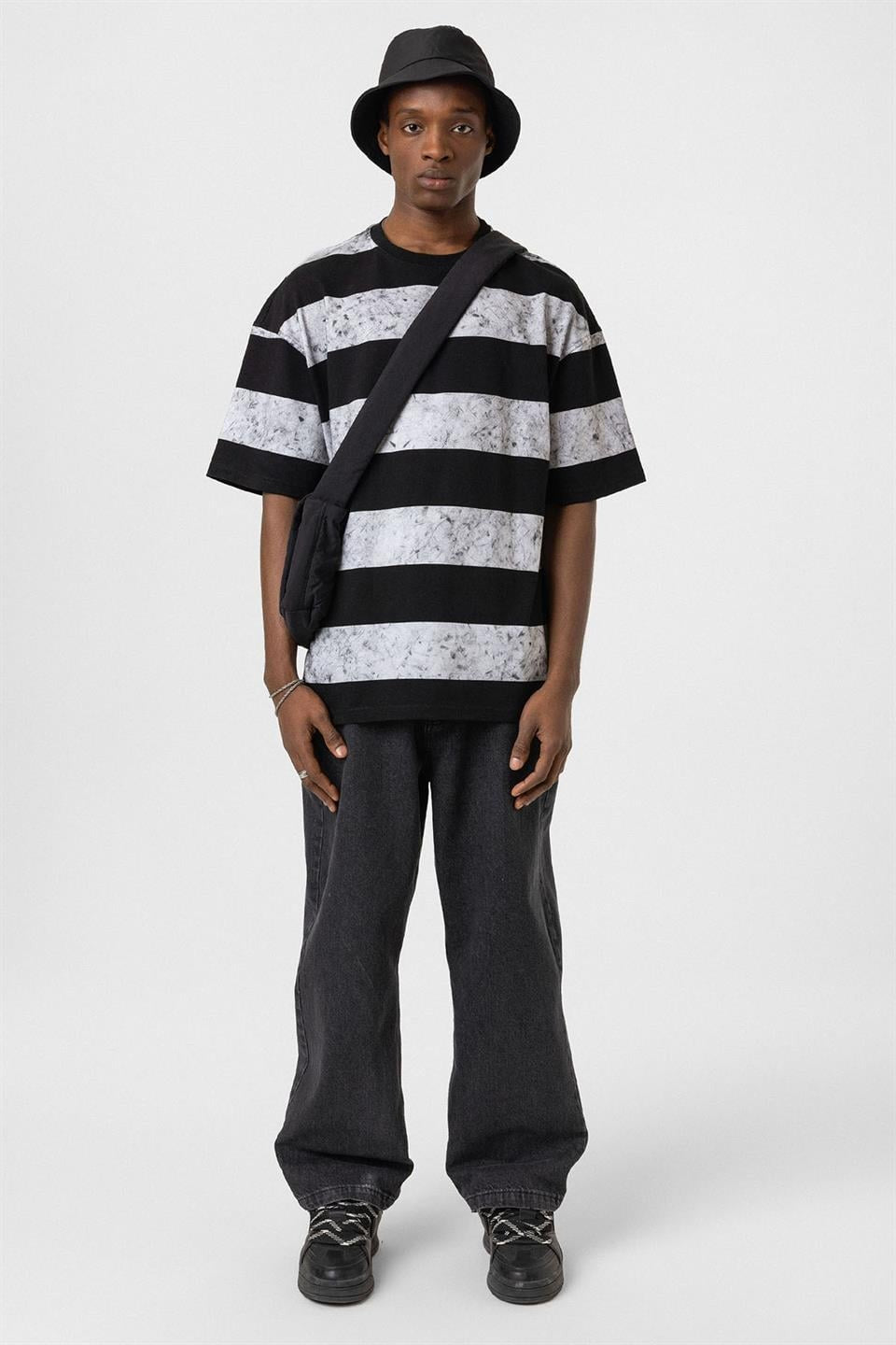 Oversized T-Shirt with Washed Stripes