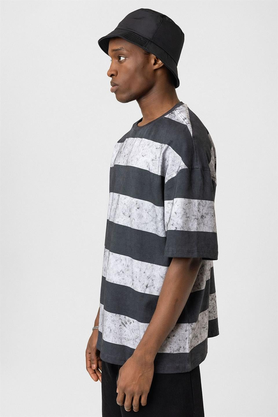Oversized T-Shirt with Washed Stripes