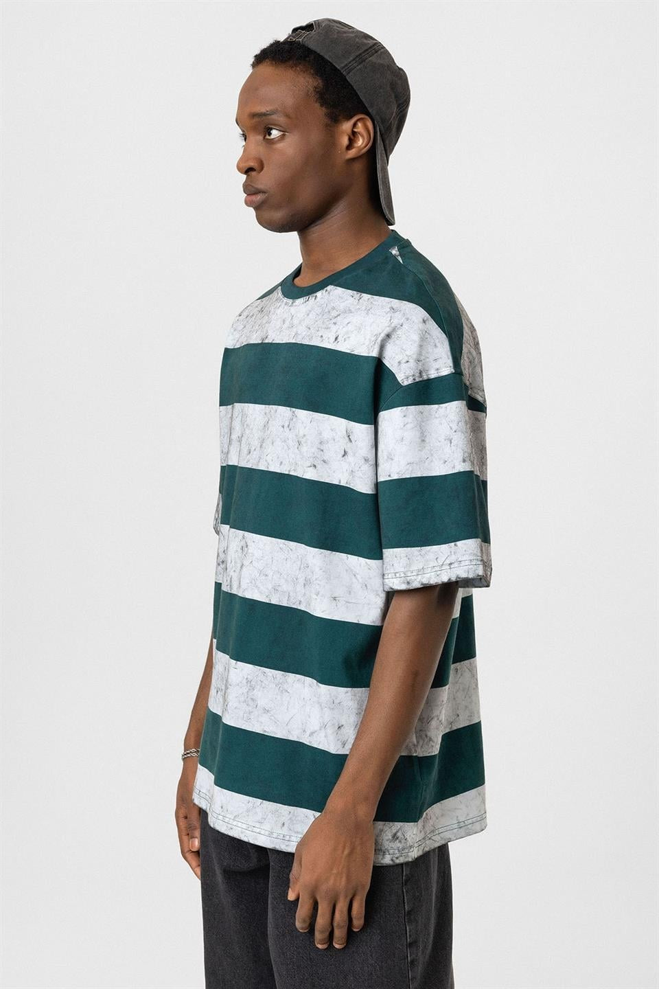 Oversized T-Shirt with Washed Stripes