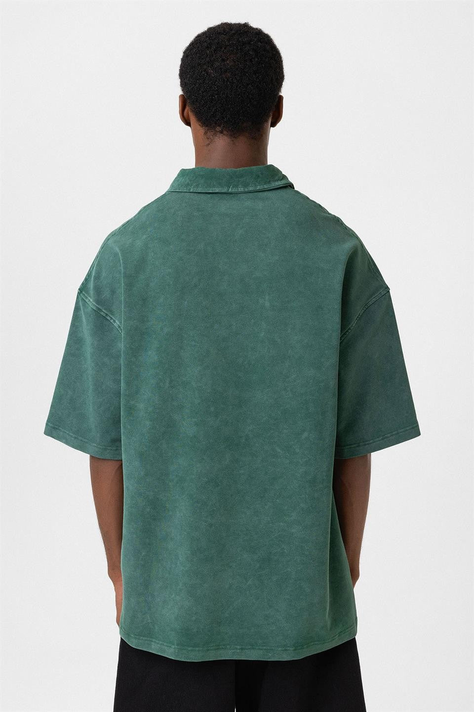 Oversized Polo-Neck Zipper T-Shirt