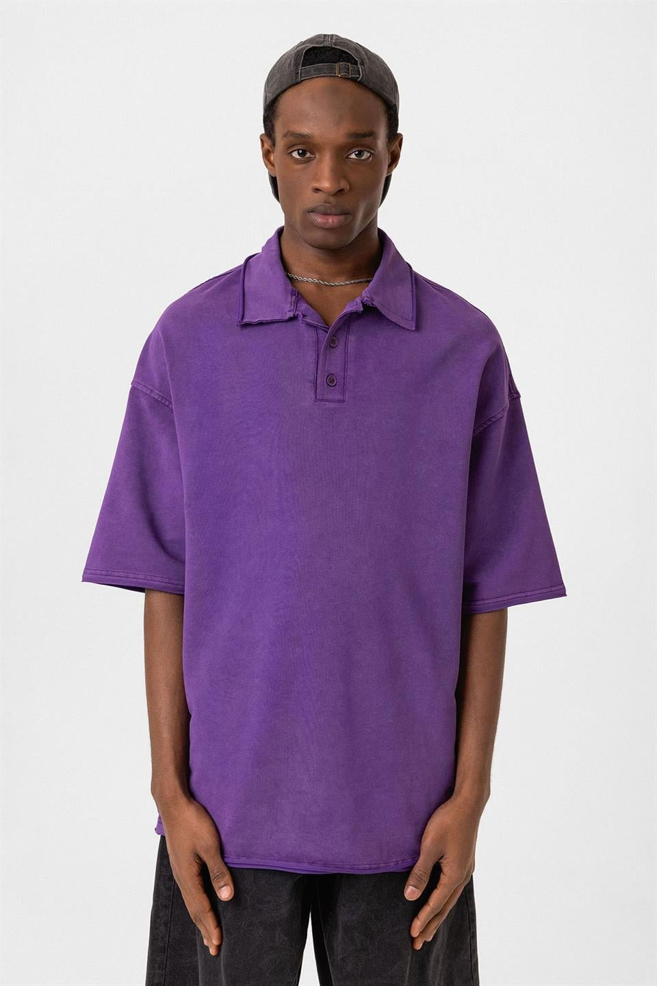 Oversized Polo-Neck T-Shirt (Machine Washable)