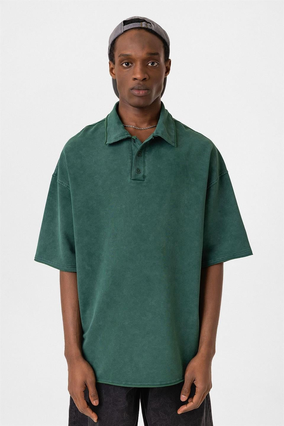 Oversized Polo-Neck T-Shirt (Machine Washable)