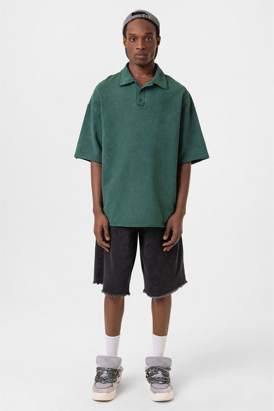 Oversized Polo-Neck T-Shirt (Machine Washable)