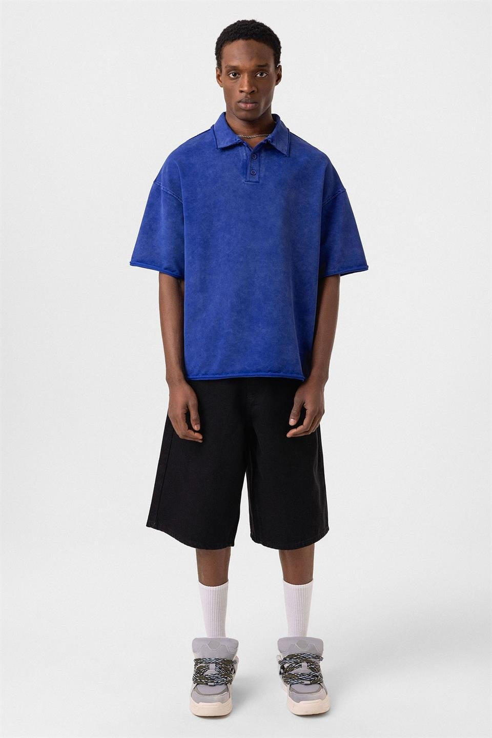 Oversized Polo-Neck T-Shirt (Machine Washable)