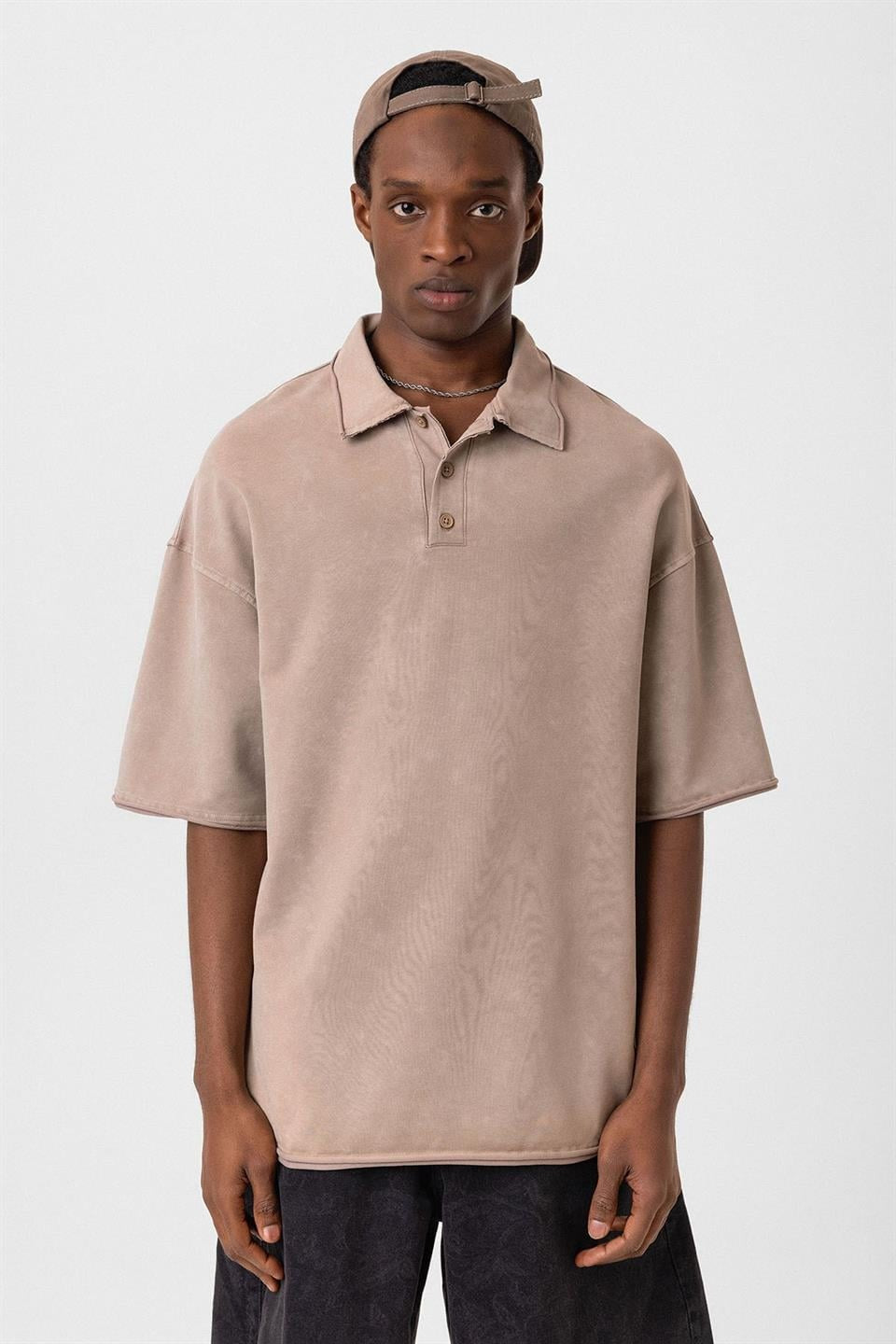 Oversized Polo-Neck T-Shirt (Machine Washable)