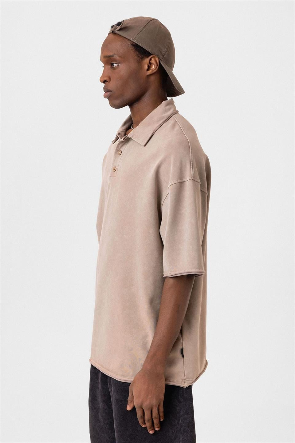 Oversized Polo-Neck T-Shirt (Machine Washable)