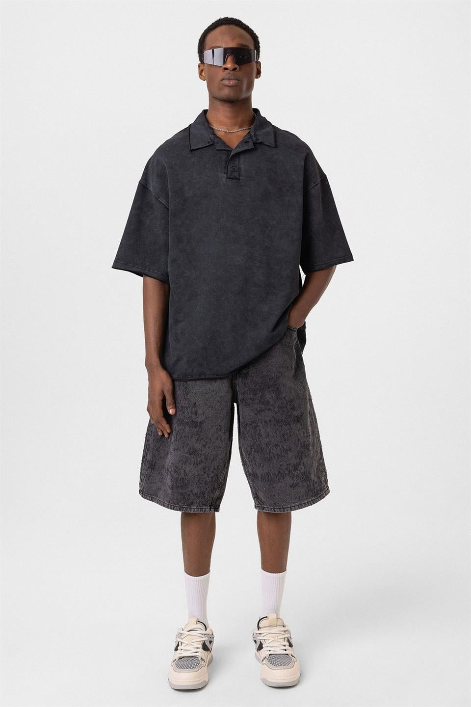 Oversized Polo-Neck T-Shirt (Machine Washable)