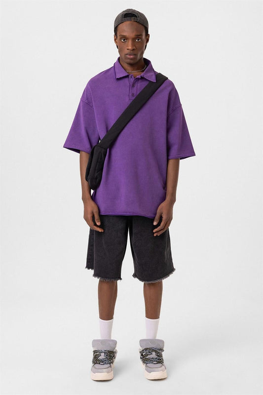 Oversized Polo-Neck T-Shirt (Machine Washable)