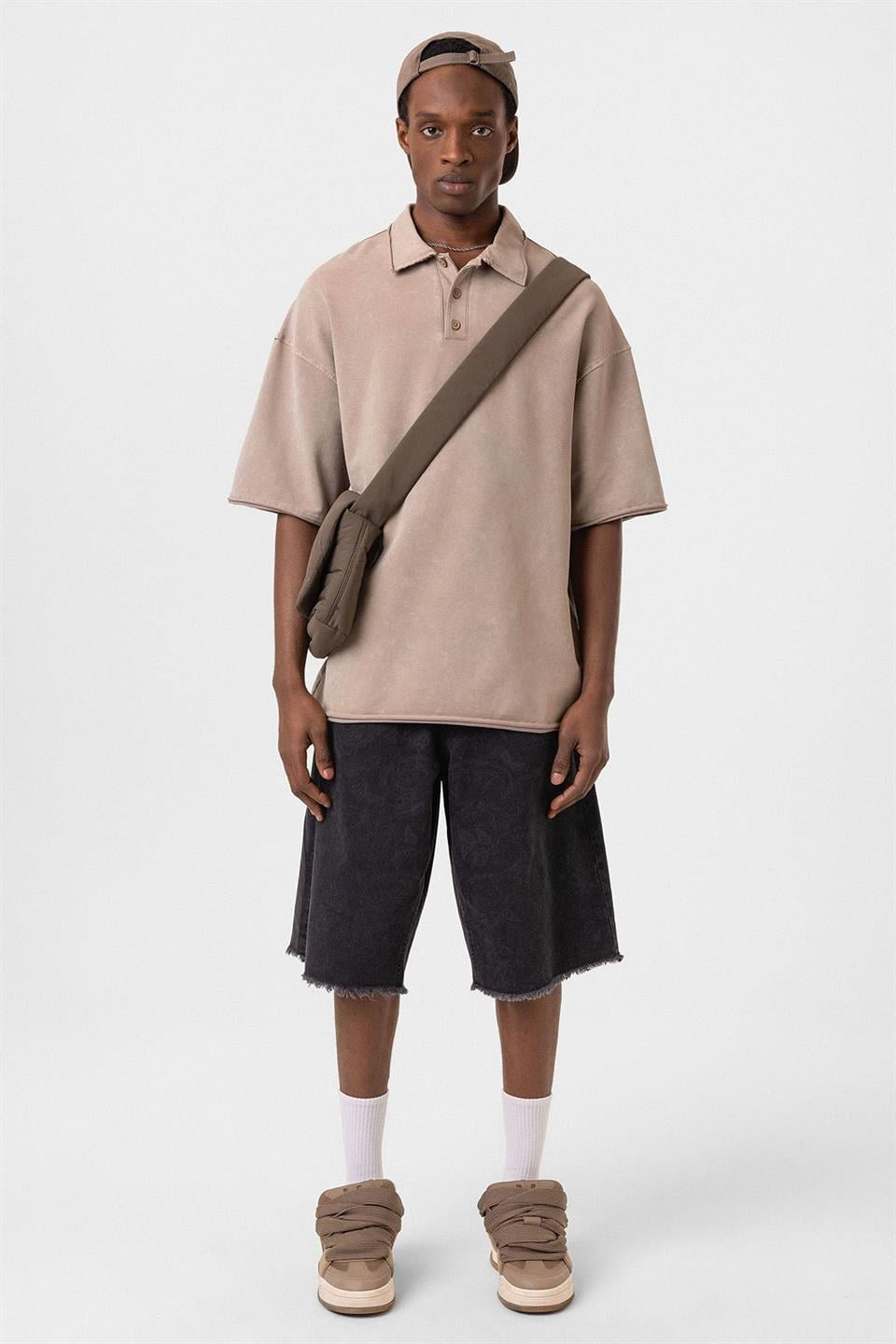 Oversized Polo-Neck T-Shirt (Machine Washable)