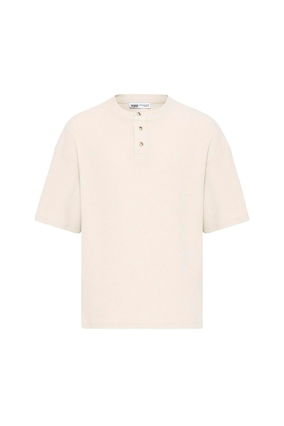 Oversized T-Shirt with Button-Down Collar