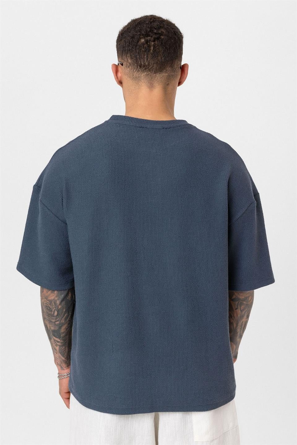 Oversized T-Shirt with Button-Down Collar