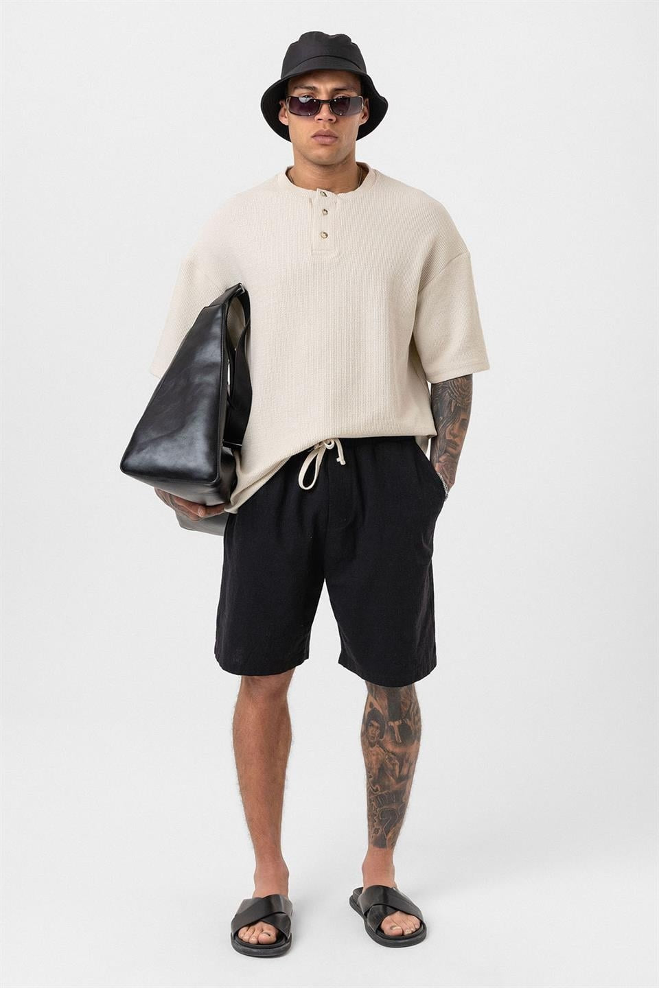 Oversized T-Shirt with Button-Down Collar