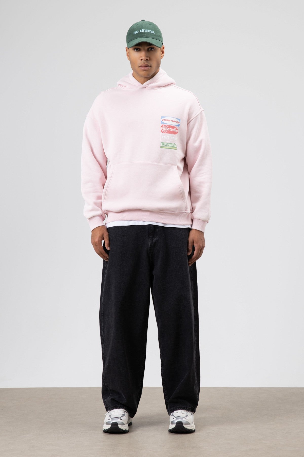 Oversized Washed Printed Hooded Sweatshirt