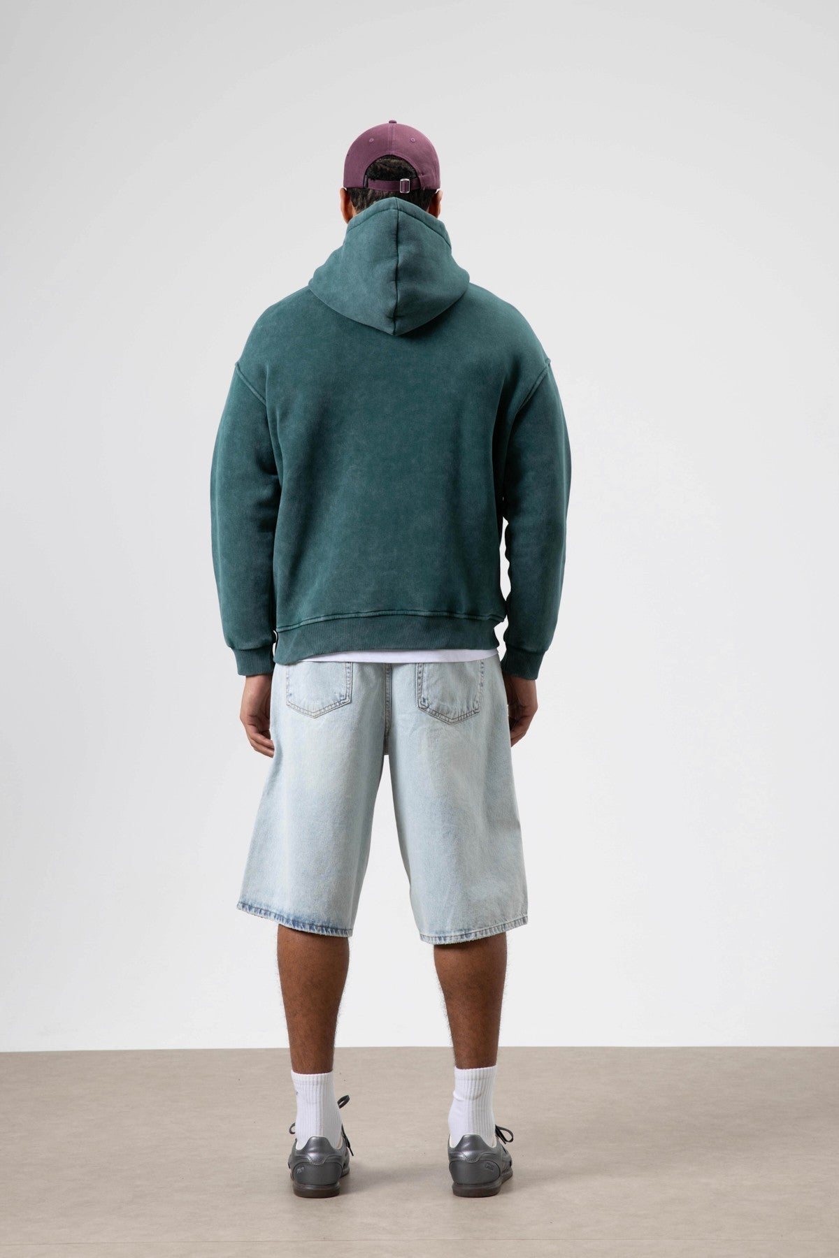 Oversized Washed Printed Hooded Sweatshirt