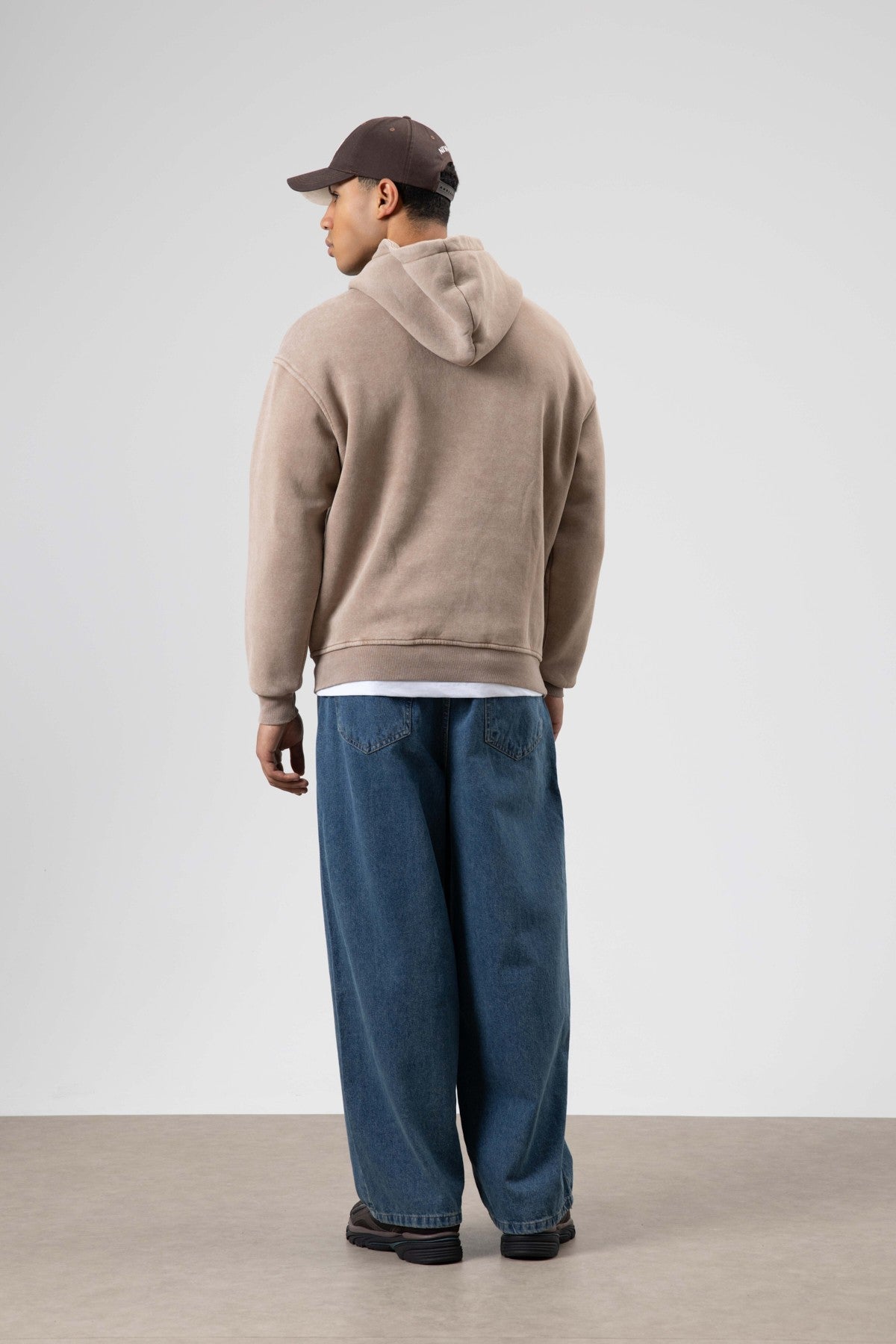 Oversized Washed Printed Hooded Sweatshirt
