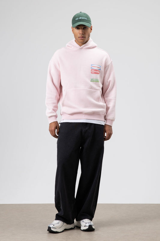 Oversized Washed Printed Hooded Sweatshirt