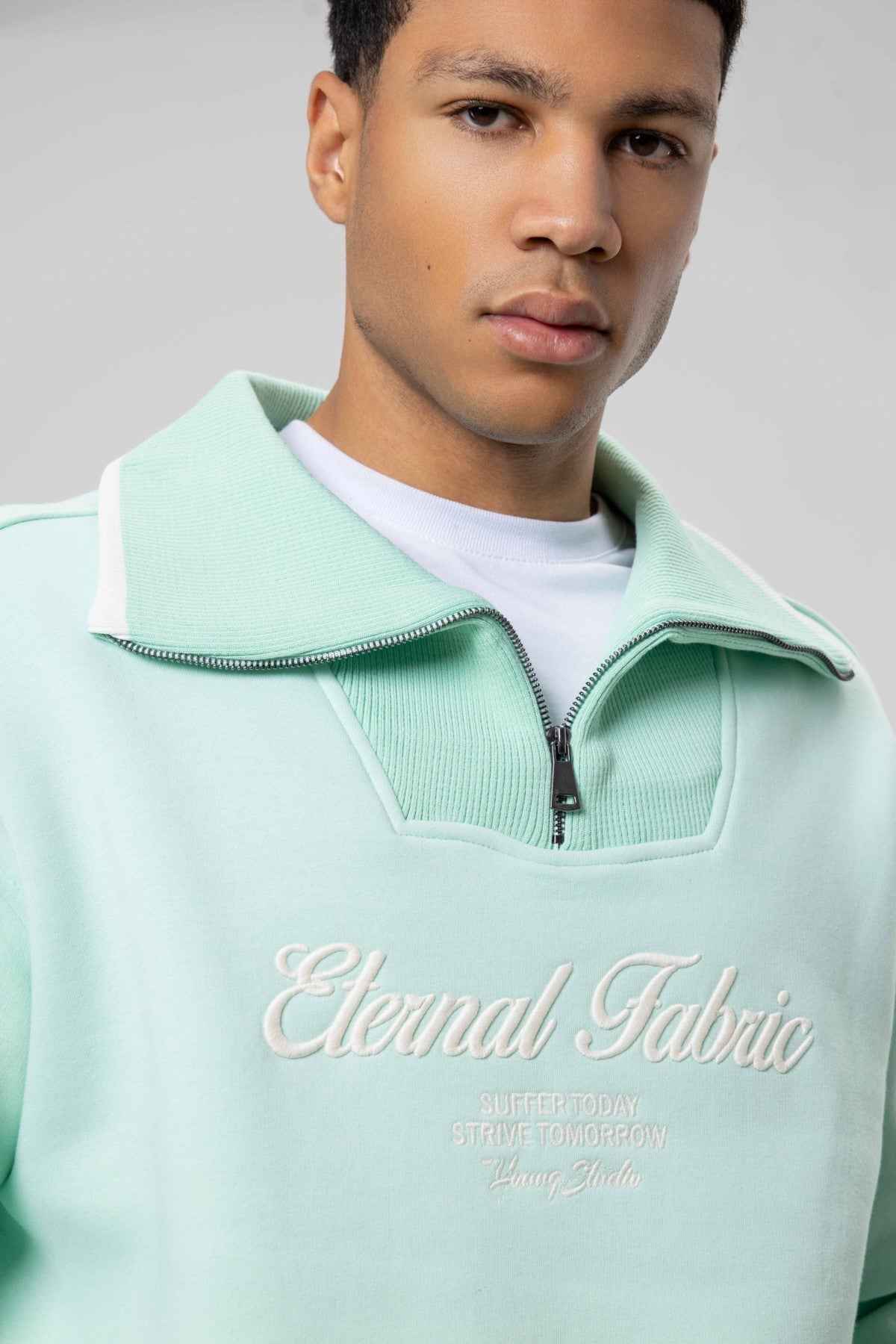 Oversized Zipper-Neck Sweatshirt