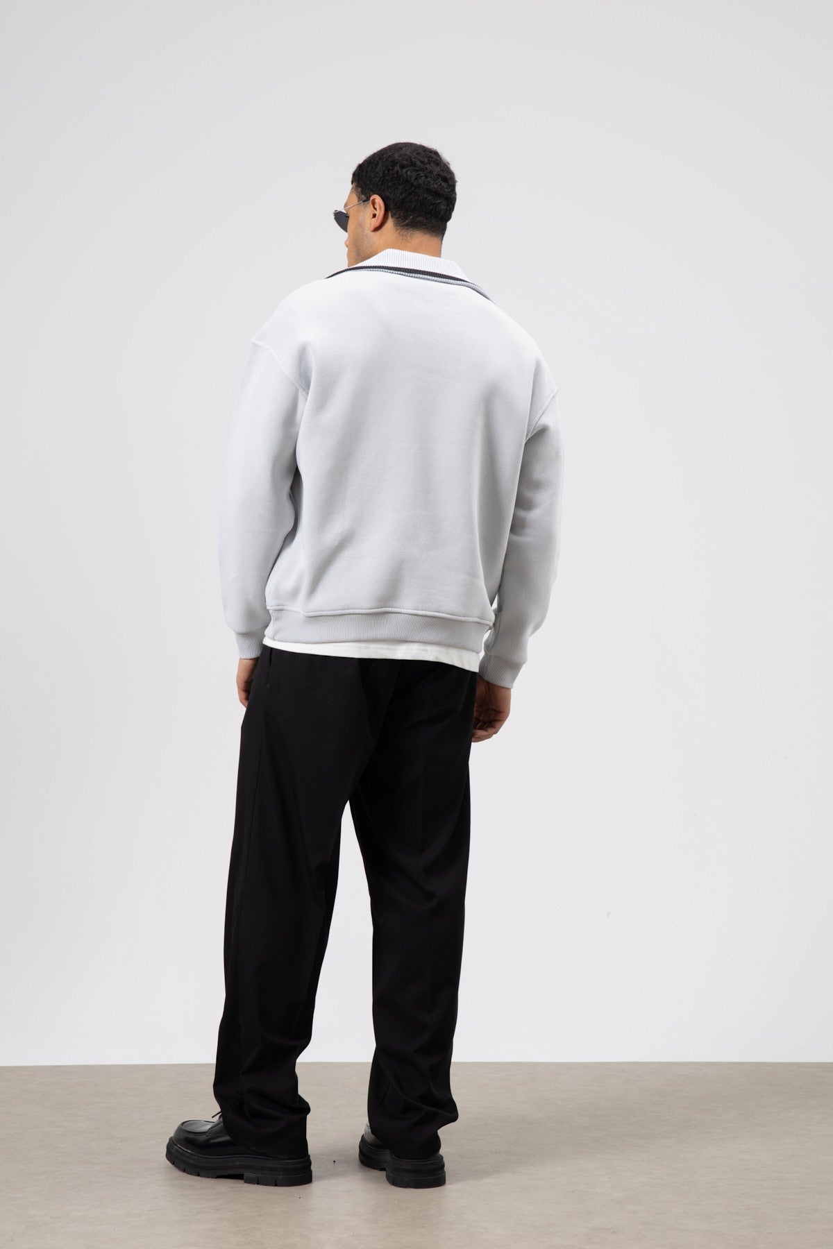 Oversized Zipper-Neck Sweatshirt